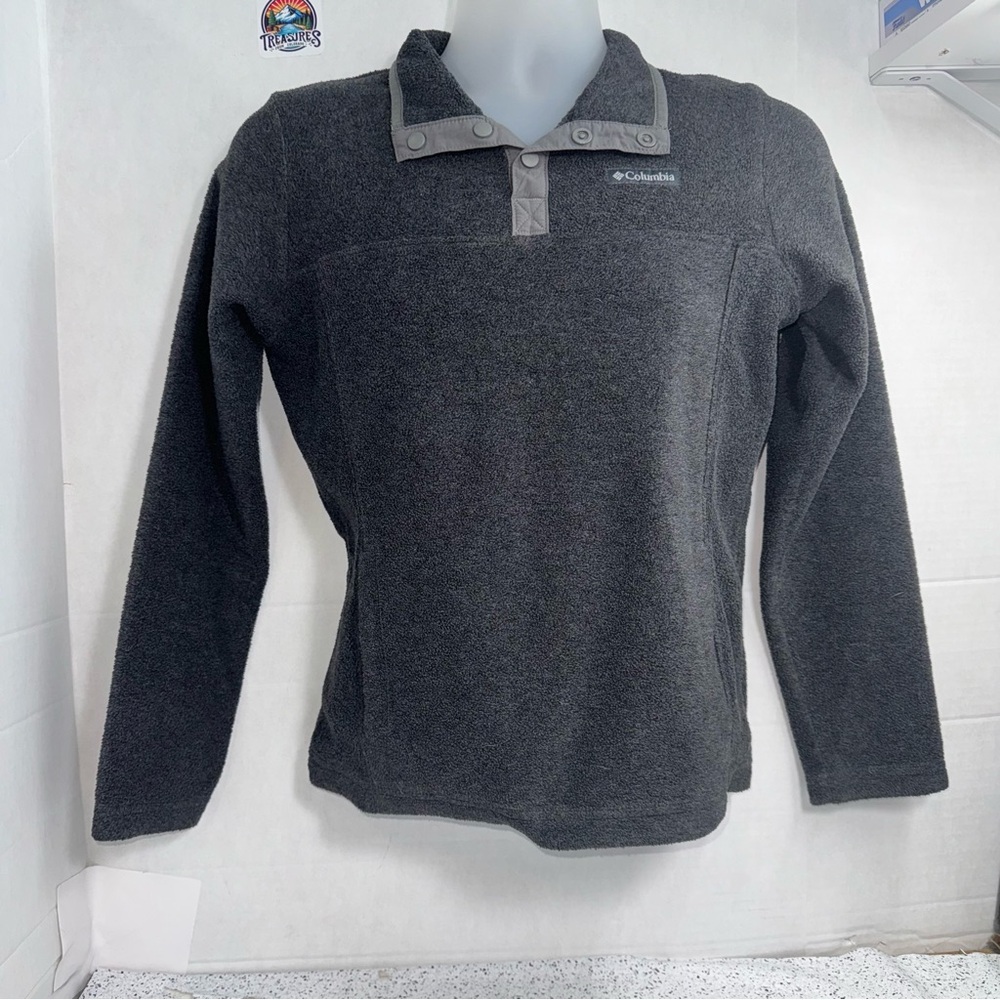 Columbia Charcoal Button-Up Sweater Comfy Women’s Large tapered  outdoors